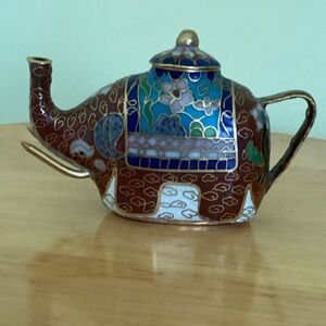 Elephant Shaped Cloisonné Teapot - Multicolor